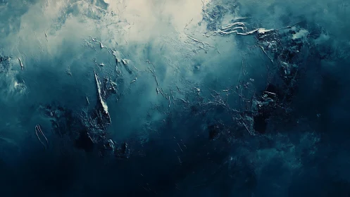 Abstract Deep Blue Texture Painting with Moody Atmosphere.