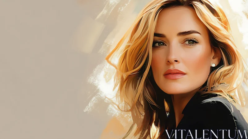 Woman with blonde hair rendered in soft digital portrait