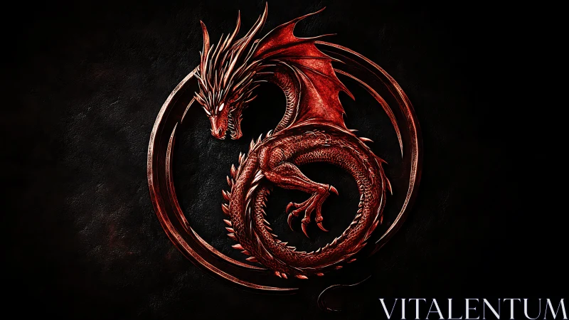 Coiled crimson dragon carves a fiery circle in the dark