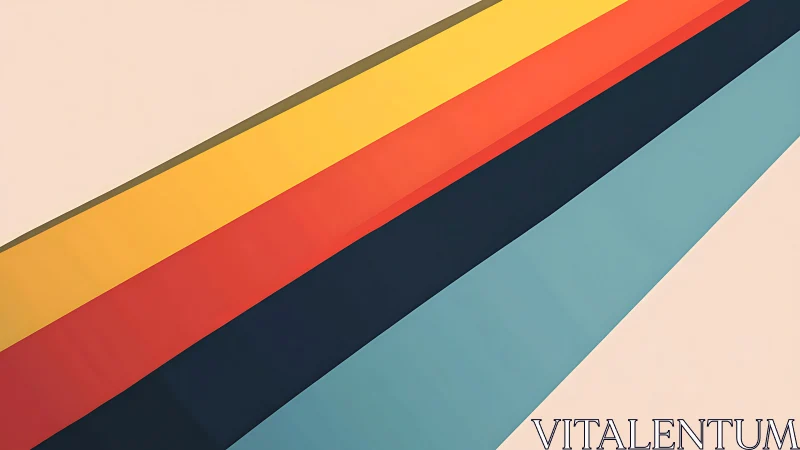 Diagonal minimalist stripes in bold retro color bands.