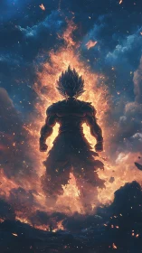 Stellar warrior ignites a blazing ascension through cosmos.