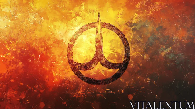 Burning emblem glows within a storm of abstract fire textures.