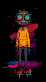 Color-drenched hoodie kid glowing in neon night vibes.
