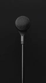 Studio microphone photographed against dark background with minimal lighting.