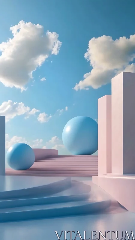 Pastel sky plaza where floating blue orbs quietly rehearse.