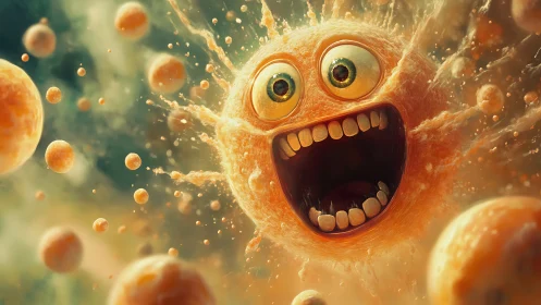 Giddy citrus comet explodes into a galaxy of giggling orbs
