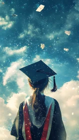 Graduate gazes into a starry sky, dreaming of new horizons