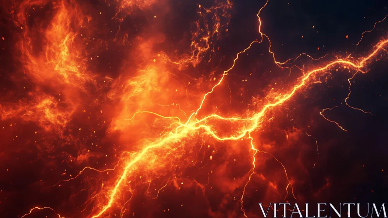 High-intensity electrical discharge with branching plasma formations and incandescent luminescence.