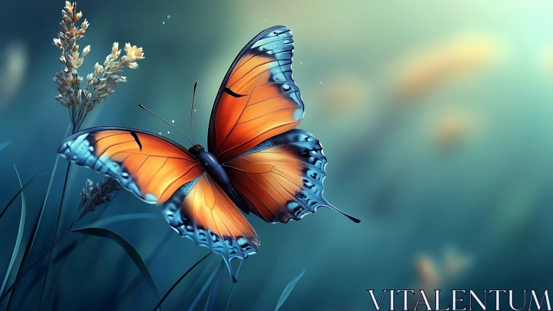 Copper-winged daydream glides through teal twilight air