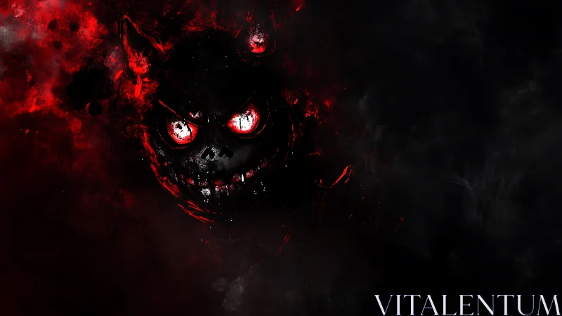 Demonic core portrait rendered in high contrast digital gloom