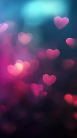 Floating Hearts in Soft Pink and Blue Light.