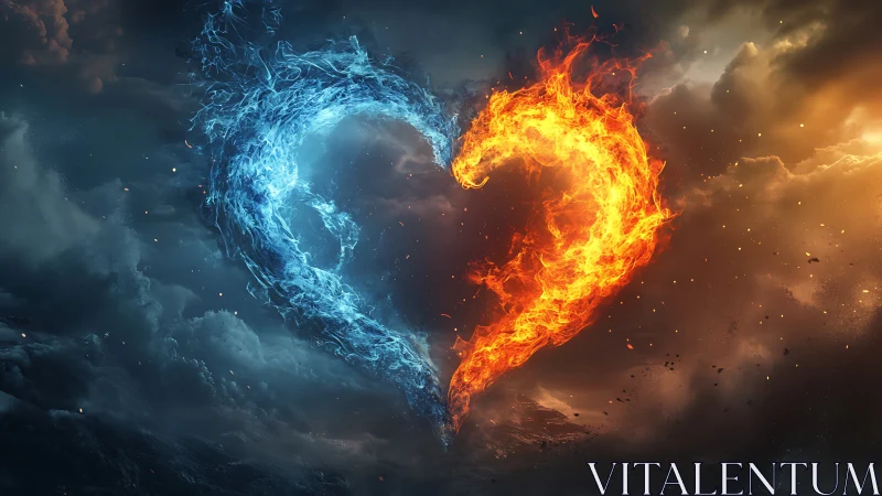 Elemental Hearts: Fire and Ice Collide in Cosmic Fury.