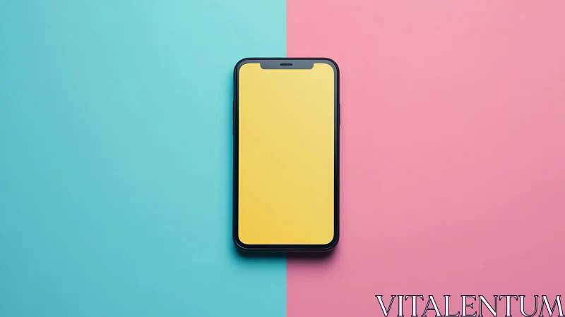 Modern smartphone glowing with vibrant yellow screen