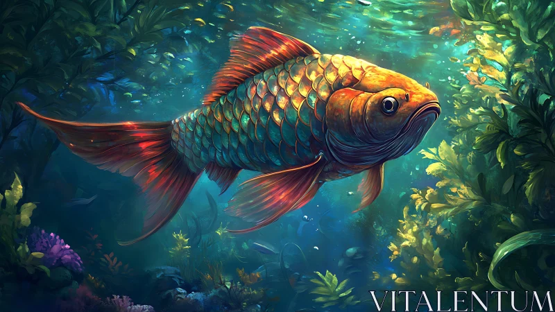 Golden forest fish drifting through a glowing blue reef.