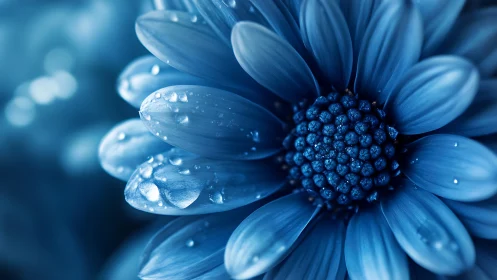 Glistening blue flower invites a calm moment of quiet wonder