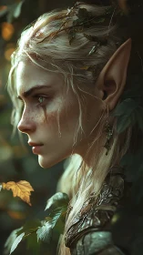 Elven ranger profile rendered in high-detail digital painting