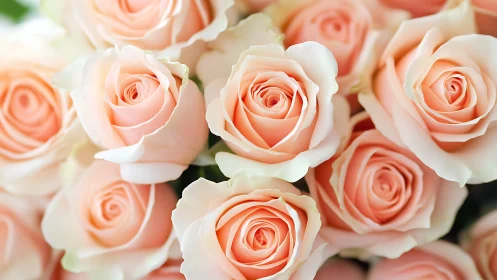 Peach roses in soft focus arrangement.