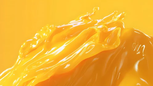 Abstract splash of glossy yellow paint in vibrant 3D style.