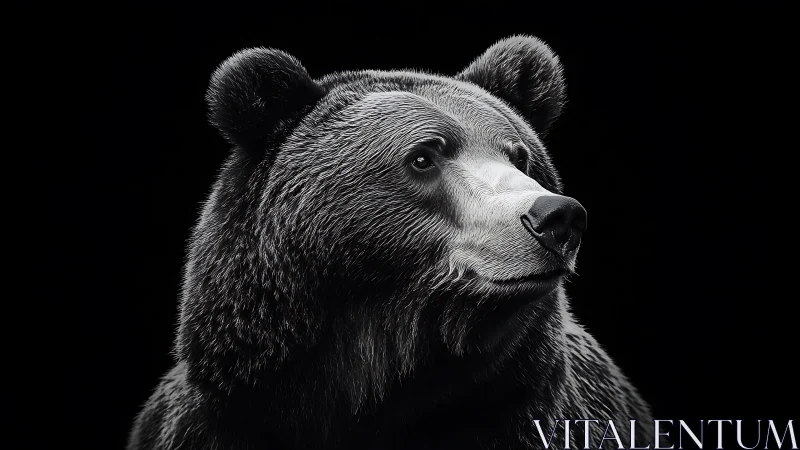 Silver fur bear portrait under dramatic studio lighting.