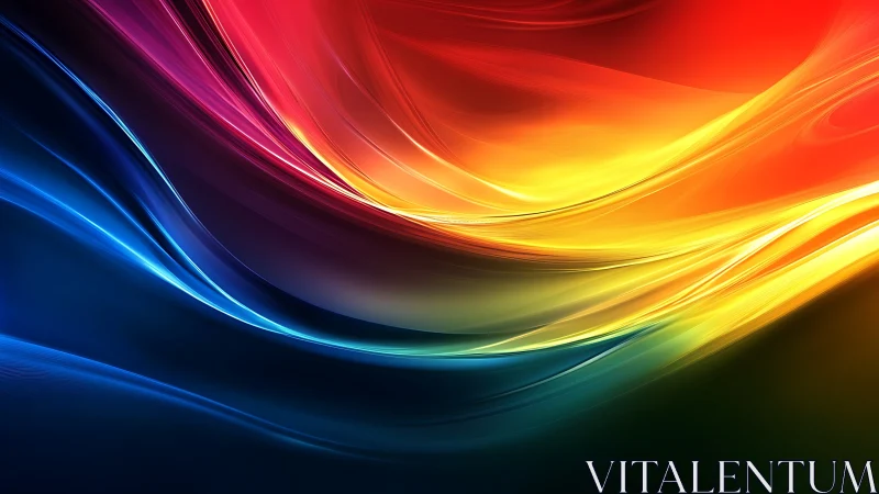 Multicolored abstract light waves on dark gradient background.