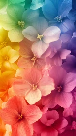 Rainbow spectrum flowers with detailed petal gradients and color transition