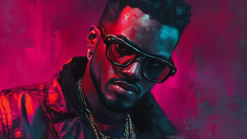 Chromatic neon portrait with high-contrast cinematic lighting.