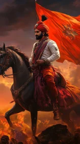 Scarlet standard whips through fire as the rider claims dusk