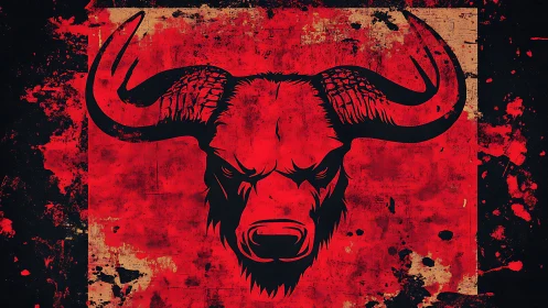 Bold buffalo emblem glowing in gritty red and black art.
