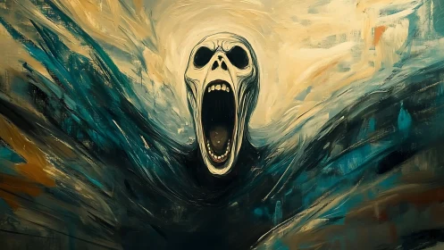 Spectral skull vortex under turbulent chromatic currents.
