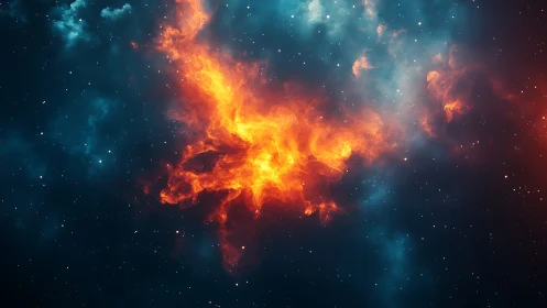 Stellar phoenix blaze ignites a cosmic tide of embers.
