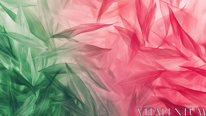 Leaves overlay create green to pink dual-toned gradient field