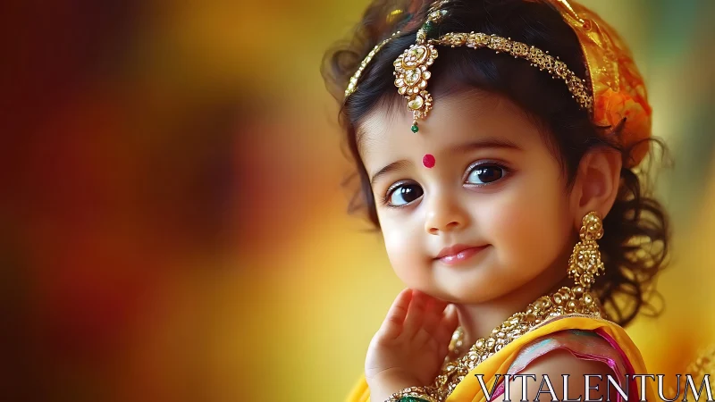 Young Child in Golden Celebration Attire