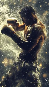 Warrior's Golden Strength in Luminous Motion.