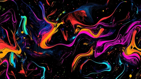 Neon rivers of paint swirl across a restless midnight void.