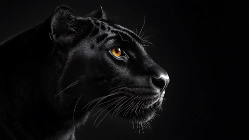 Black Leopard's Gaze in Shadow.