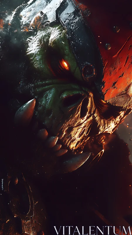 Orc warrior portrait shows armored face in dramatic lighting