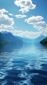 Sky-dancing clouds drift above mirror-bright mountain lake.