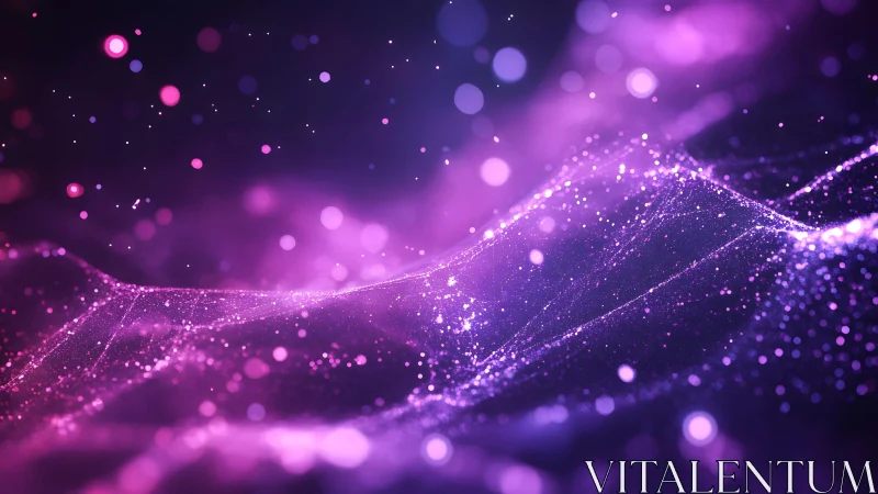 Abstract digital waves in vibrant purple and pink bokeh style.