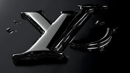 Shiny Metallic Letters on Black Background, 3D Digital Art Style.