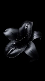 Monochromatic Flower Silhouette Against Black Background