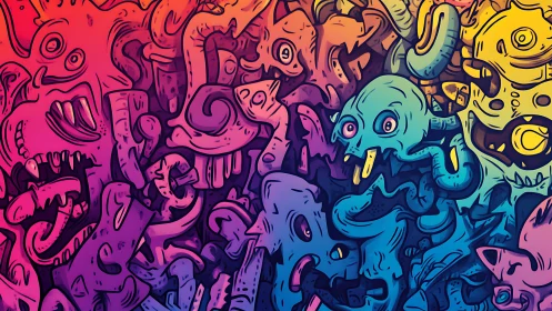 Chromatic monster cluster forms dense surreal character field