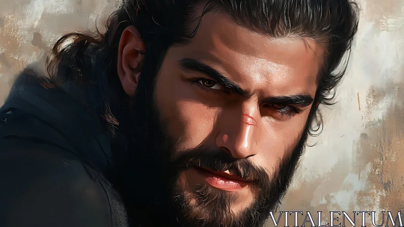 Bearded male portrait with scar and cinematic side lighting