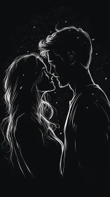 Two Figures Share a Moment in Starlit Darkness