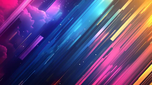 Neon comet highways streaking through a candy sky portal.