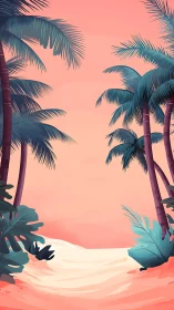 Tropical Palm Beach Paradise at Sunset.