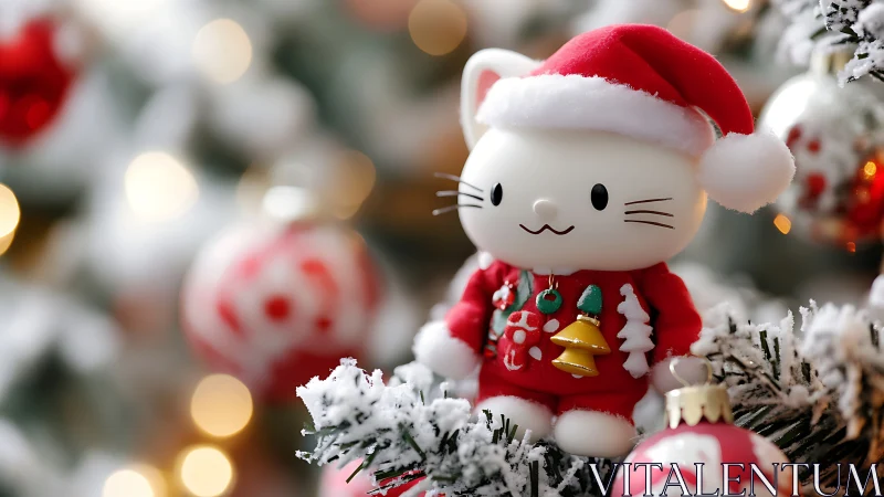 Cheerful Christmas cat ornament brings cozy holiday joy