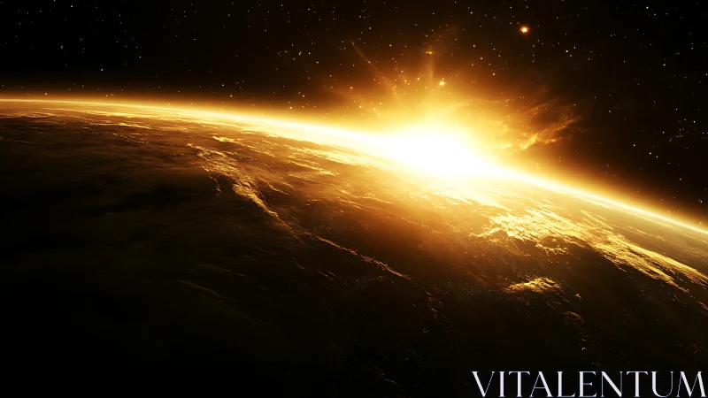 Solar dawn igniting Earth’s horizon in radiant orbit glow.