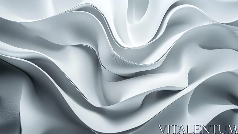 Flowing White Silk Abstract Art with Smooth Modern Texture.