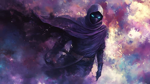 Midnight wanderer drifting through a swirling cosmic storm.