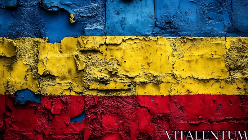 Weathered tricolor wall captures bold urban resilience